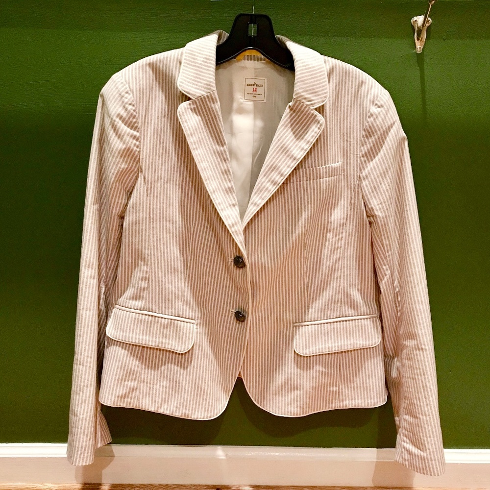 Gap The Academy Blazer - Khaki and White Striped